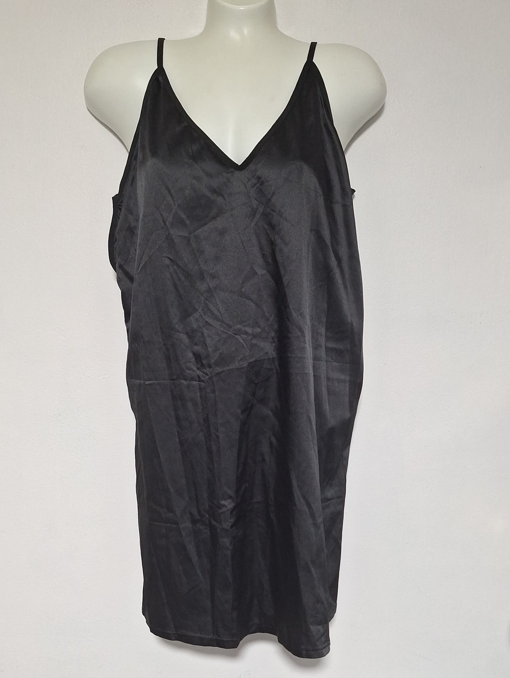 Avidlove Satin Chemise Babydoll Slip Sleepwear in Black